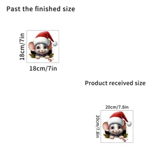 Guida dettagliata alle taglie per l'adesivo da parete con topo di Natale e dimensioni.