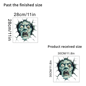 Dimensions for horror zombie wall sticker showing 30cm sheet and 28cm finished size