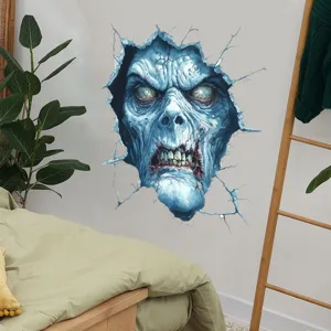 Lifelike 3D zombie wall decal with breaking wall effect for horror home decoration