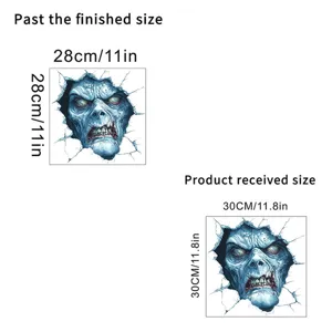 Detail view showing dimensions for the horror zombie wall sticker decoration