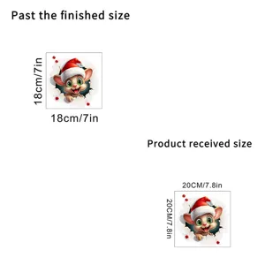 Dettaglio confronto taglie dell'adesivo da parete 3D topo di Natale per decorazione