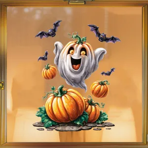 Vue rapprochée de stickers de fenêtre Halloween citrouille fantôme UV auto-adhésifs
