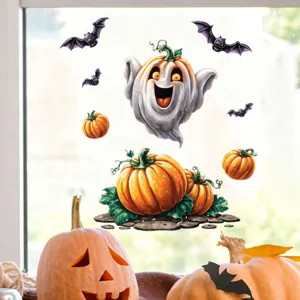 Autocollants de fenêtre citrouille fantôme Halloween mignons gros plan