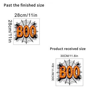 Halloween BOO spider web wall sticker dimensions 28x28cm finished and 30x30cm sheet size