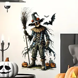Gruseliger Halloween-Wandaufkleber mit Vogelscheuche und Fledermäusen für Fenster