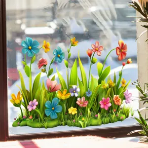 Lebendiger 3D Blumen Gras Fensteraufkleber statisch haftend für Dekoration