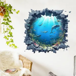 3D Wandaufkleber mit Unterwasserhai-Effekt für die Innendekoration