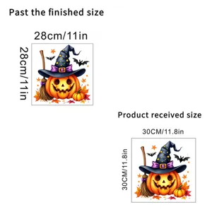 Halloween pumpkin witch hat window sticker dimensions showing 28cm and 30cm layout details