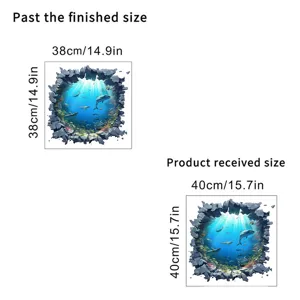 3D Unterwasser Hai Wandaufkleber Größenübersicht für fertige und erhaltene Maße