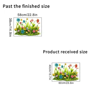 Detailliertes Diagramm zur Liefergröße vs. Endgröße für florale Blumen Wandaufkleber.
