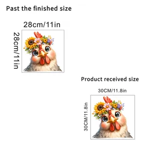 Size specifications for the floral chicken window sticker decal with clear dimensions displayed
