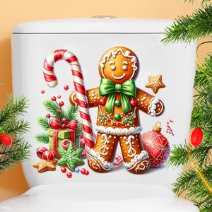 Autocollant de toilettes bonhomme en pain d'épices pour décoration de Noël festive