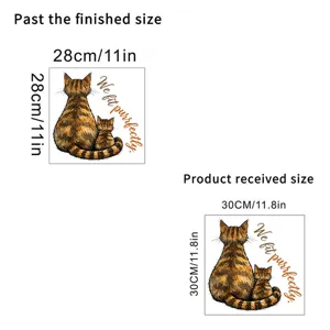 Cat wall sticker size guide showing 11.8 inch received and 11 inch finished sizes
