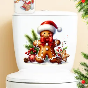 Gros plan d'un autocollant de Noël festif bonhomme de pain d'épices pour WC