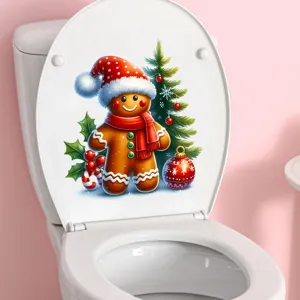 Détail d'un autocollant de bonhomme de pain d'épices de Noël étanche sur un abattant