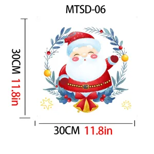 Detail showing 30x30cm dimensions for Christmas Santa Claus toilet lid sticker decoration