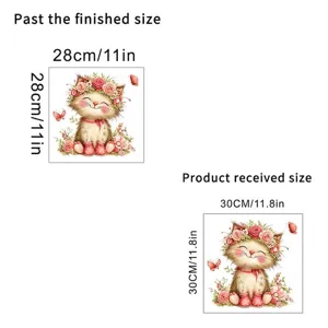 Wall sticker size guide for cute cat and flower design decals, dimensions 30x30cm