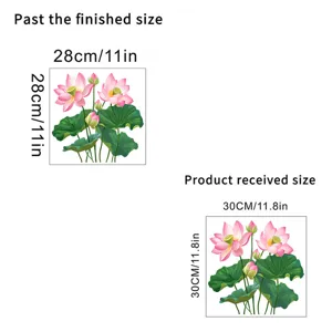 Detail showing received and finished sizes for waterproof lotus flower wall stickers