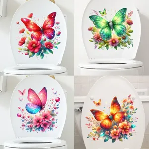 Colorful Butterfly Floral Wall Sticker Waterproof Self Adhesive PVC Decal For Living Room Bedroom Bathroom Toilet Lid Decor