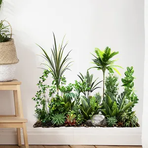 Tropical green plant wall stickers shown as a decorative arrangement on a white wall