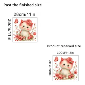 Detailed size comparison for the cat and butterfly self-adhesive waterproof wall sticker