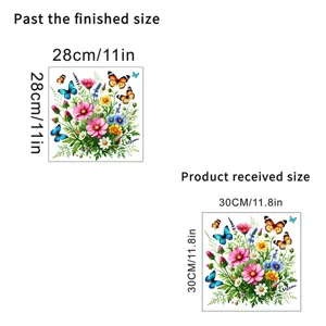 Detail dimensions for floral butterfly wall stickers with 30cm sheet and 28cm finish size.