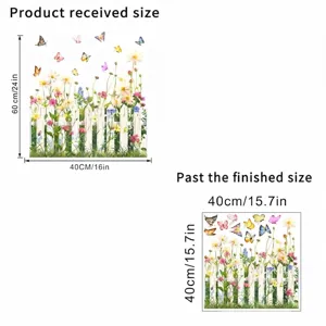 Afmetingendiagram voor waterdichte hek vlinder bloem muursticker, 60x40cm lay-out