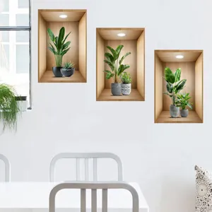 3D potted plants wall stickers decoration for dining room wall