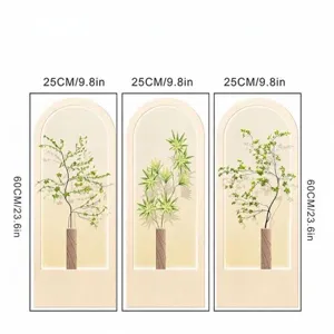 Detail view showing dimensions of set of 3 simulation plant potted arch wall stickers