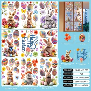 Easter rabbit window stickers set details with 20x30cm size and static cling material