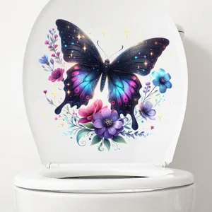 Vibrant colorful butterfly waterproof sticker for bathroom toilet lid cover decoration