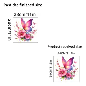 Size comparison for butterfly wall sticker showing finished and received dimensions.