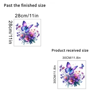 Size diagram for butterfly wall sticker showing 28cm finished and 30cm received dimensions