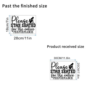 Dimensions for Please Stay Seated waterproof removable toilet wall sticker
