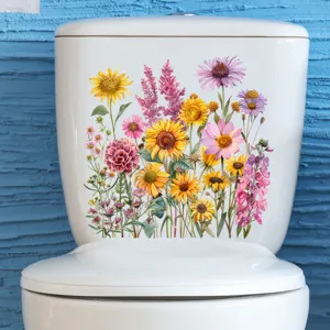 Waterdichte muursticker met zonnebloemen voor de decoratie van het toiletreservoir