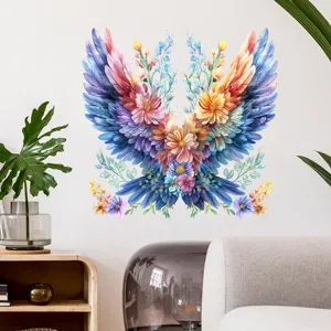 Adesivo murale ali di fiori colorati per la decorazione del soggiorno e della camera