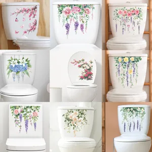 Waterproof Flower Vine Wall Sticker Self-Adhesive Bathroom Toilet Decal Floral Glass Decoration PVC Home Art Mural