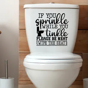 Funny waterproof toilet seat decal sticker with IF YOU SPRINKLE quote for bathroom decor