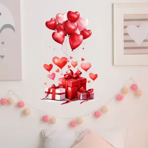 Valentine's Day heart balloon and gift box wall sticker in cozy home decor setting