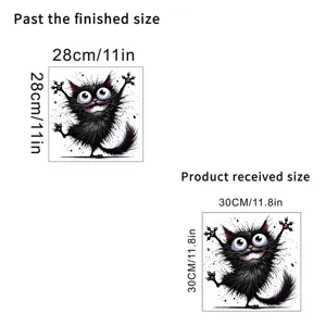 Größenvergleich für den lustigen schwarzen Katzen-Wandaufkleber, wasserdicht