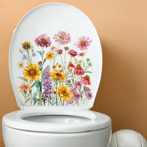 Waterdichte zelfklevende sticker met zonnebloemen voor de decoratie van de toiletdeksel