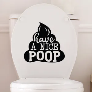 Funny black 'Have a Nice Poop' waterproof removable toilet lid decal sticker for bathroom decor