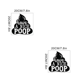 Detailed size diagram showing finished and received dimensions for humorous toilet wall decal