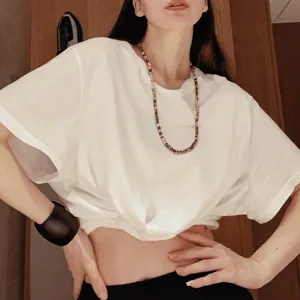 Lange ketting van natuurlijke zebramaterialen met een minimalistisch unisex design
