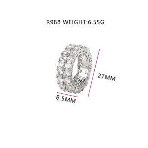Dubbellaagse zirkoon ring met 27mm diameter en 8,5mm breedte detailweergave info