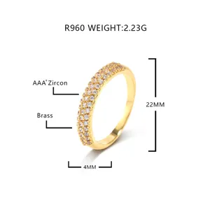 Detaillierte Spezifikation des Gold-Messingrings mit AAA+ Zirkonia und 4 mm Breite