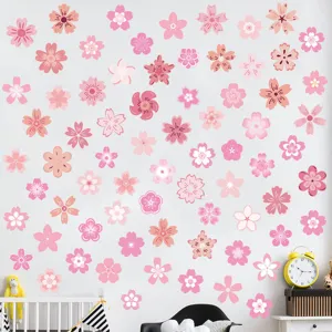 Vari adesivi murali con fiori di ciliegio rosa decorativi per la cameretta dei bambini