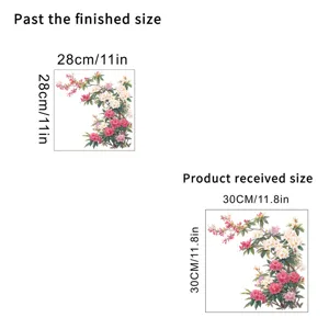Detailed diagram showing 30cm received size and 28cm finished size for floral wall decal.