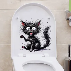 Lustiger schwarzer Katze Toilettendeckel-Aufkleber für die Badezimmer-Dekoration