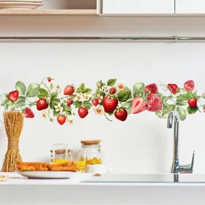 Waterdichte aardbei zelfklevende muursticker voor decoratie van keuken achterwand